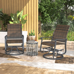 Wicker Rattan Swivel Patio Glider Chair Set of 2, Outdoor Glider Chair with Steel Frame, High Back, Brown