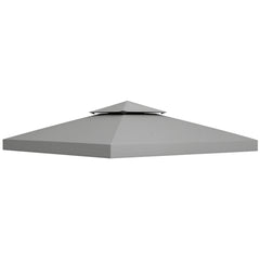 Gazebo Replacement Canopy for Model 01 -0153, 2-Tier Top Cover for 9.8' x 9.8' Gazebo, Gray (TOP ONLY)