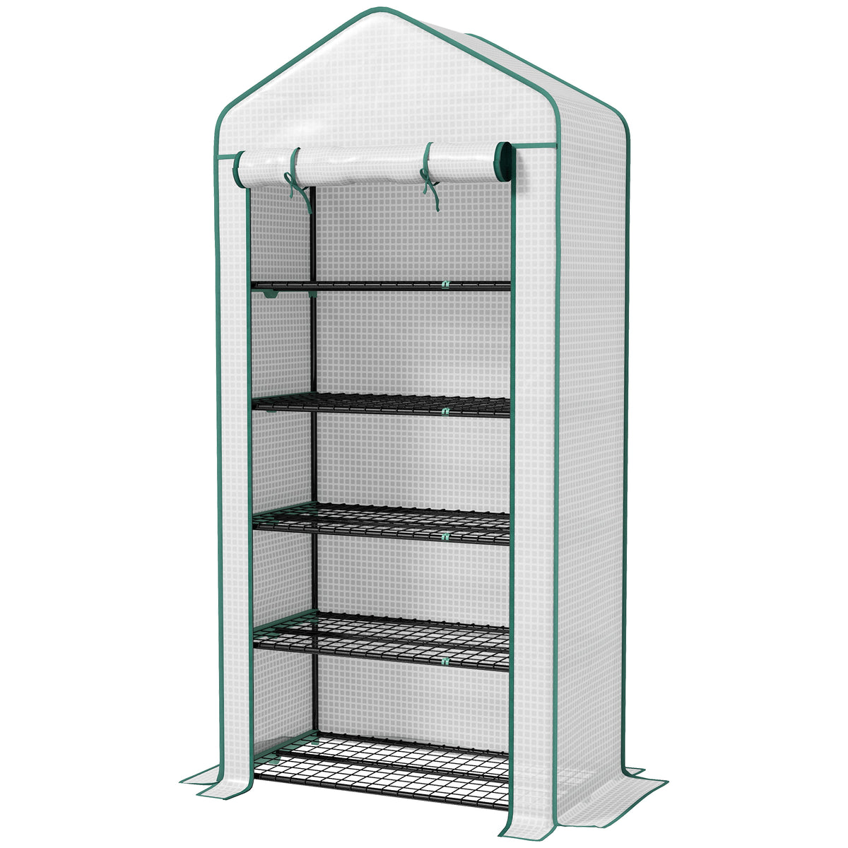 5 Tier Mini Greenhouse, Small Portable Greenhouse with PE Cover, Roll-Up Zippered Door, 76" x 35.4" x 19.3", White