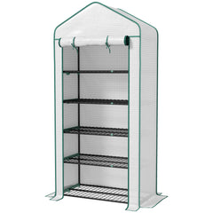 5 Tier Mini Greenhouse, Small Portable Greenhouse with PE Cover, Roll-Up Zippered Door, 76" x 35.4" x 19.3", White