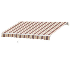 10' x 8' Retractable Awning, Patio Awnings, Sunshade Shelter w/ Manual Crank Handle, UV & Water-Resistant Fabric and Aluminum Frame for Deck, Balcony, Yard, Red & Beige