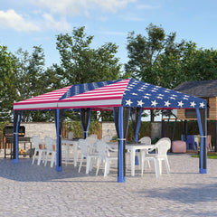 10'x20' Pop Up Party Tent Gazebo Wedding Canopy with 6 Sidewalls, American Flag