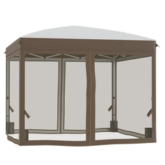 10' x 10' Pop Up Canopy Tent with Netting, Instant Sun Shelter, Tents for Parties, Height Adjustable, with Wheeled Carry Bag and 4 Sand Bags for Outdoor, Garden, Patio, Cream