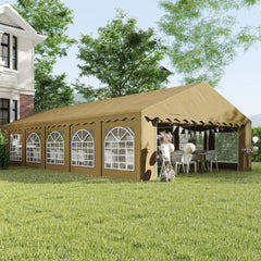 20' x 40' Party Tent, Outdoor Canopy Tent with Removable Sidewalls, 12 Windows for Parties, Wedding, Events, BBQ, Brown
