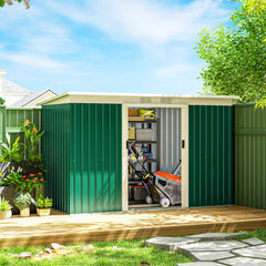 9' x 4' Metal Outdoor Storage Shed, Tool House with Double Lockable Doors for Backyard, Patio, Lawn, Garage, Dark Green