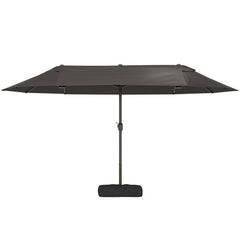 Patio Umbrella 15' Steel Rectangular Outdoor Double Sided Market with base, Sun Protection & Easy Crank for Deck Pool Patio Dark Gray
