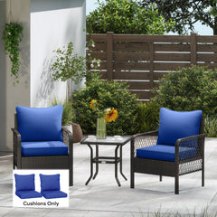 Patio Chair Cushions Set of 2 with Seat & Backrest, Fade Resistant Seat Replacement Cushion Set, Navy Blue