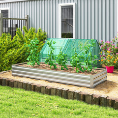 95" x 36" x 12" Galvanized Raised Garden Bed, Easy DIY and Cleaning for Growing Flowers, Herbs, Succulents, Silver