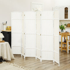 Folding Room Divider Screen 6 Panel 5.6 ' Tall Privacy Screen Freestanding Room Partition for Home Office, White
