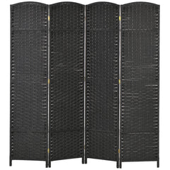 Folding Room Divider Screen 4 Panel 5.6 ' Tall Privacy Screen Freestanding Room Partition for Home Office, Black