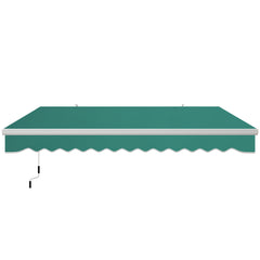 13' x 8' Retractable Awning, Patio Awnings, Sunshade Shelter w/ Manual Crank Handle, UV & Water-Resistant Fabric and Aluminum Frame for Deck, Balcony, Yard, Green