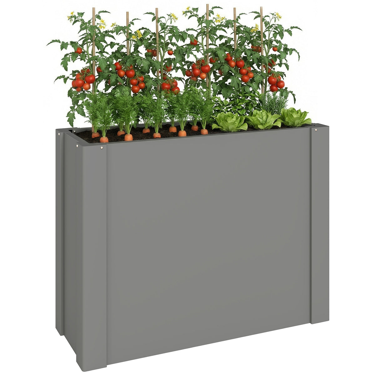 Raised Garden Bed Galvanized Planter Box Outdoor with Gloves for Gardening Vegetables, Flower, Herb, 2.6 x 1 x 2 ft, Gray