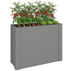 Raised Garden Bed Galvanized Planter Box Outdoor with Gloves for Gardening Vegetables, Flower, Herb, 2.6 x 1 x 2 ft, Gray
