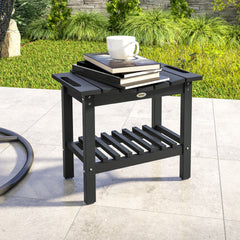HDPE Shower Bench, Waterproof Shower Stool with Handle, Storage Shelf, Non-Slip Pads for Indoor Outdoor, Black
