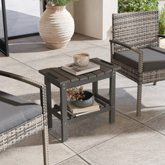 HDPE Shower Bench, Waterproof Shower Stool with Handle, Storage Shelf, Non-Slip Pads for Indoor Outdoor, Dark Gray