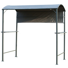 7FT Grill Gazebo BBQ Canopy with Sun Shade Panel Side Awning, 2 Exterior Serving Shelves, 5 Hooks for Patio Lawn Backyard