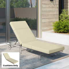 Chaise Lounge Cushion, 4" Thick Outdoor Lounge Chair Cushions with Ties for Patio, 26" x 80 ", Cream White