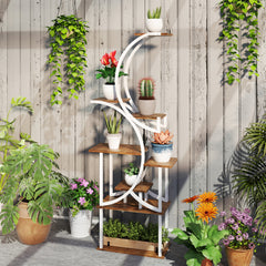 Plant Stand Indoor, 8 Tier 62" S-Shaped Plant Shelf, Corner Plant Rack for Multiple Plants, Carbonised Finish