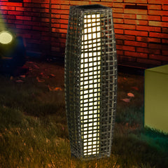 Solar Floor Lamp, Outdoor Garden Lantern Pathway Light & Decorative Driveway Lighting with Auto On/Off LED Lights for Porch, Yard, Lawn, Courtyard, Deck, Gray