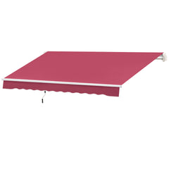 13' x 8' Retractable Awning, Patio Awnings, Sunshade Shelter w/ Manual Crank Handle, UV & Water-Resistant Fabric and Aluminum Frame for Deck, Balcony, Yard, Wine Red