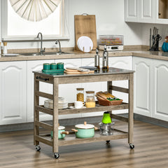 Kitchen Cart, Rolling Kitchen Island Utility Trolley with Stainless Steel Top