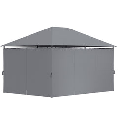 10' x 13' Outdoor Patio Gazebo, Canopy Shelter with 6 Removable Sidewalls & Steel Frame for Garden, Lawn, Backyard & Deck, Gray