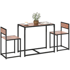 3-Piece Industrial Dining Table Set for 2, Kitchen Table and Chairs, Dining Room Sets for Small Spaces, Rustic Brown