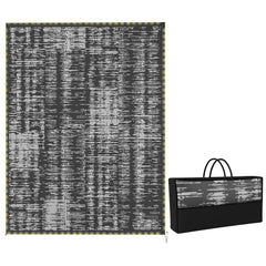 Reversible Outdoor Rug Carpet with LED Lights, Carry Bag & Ground Stakes for Backyard, Deck, Picnic, Beach, 12' x 9'
