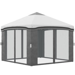 10' x 10' Pop Up Canopy Tent with Netting, Instant Tents for Parties, Height Adjustable, with Wheeled Carry Bag and 4 Sand Bags for Outdoor, Garden, Patio, Gray