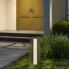 Solar Floor Lamp, Outdoor Rattan Garden Lantern Pathway Light & Decorative Driveway Lighting with Auto LED Lights, Sand