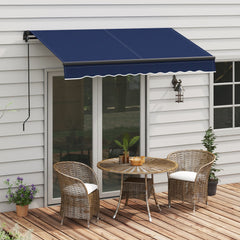 8' x 6.5' Retractable Awning, 280gsm UV Resistant Sunshade Shelter for Deck, Balcony, Yard, Blue