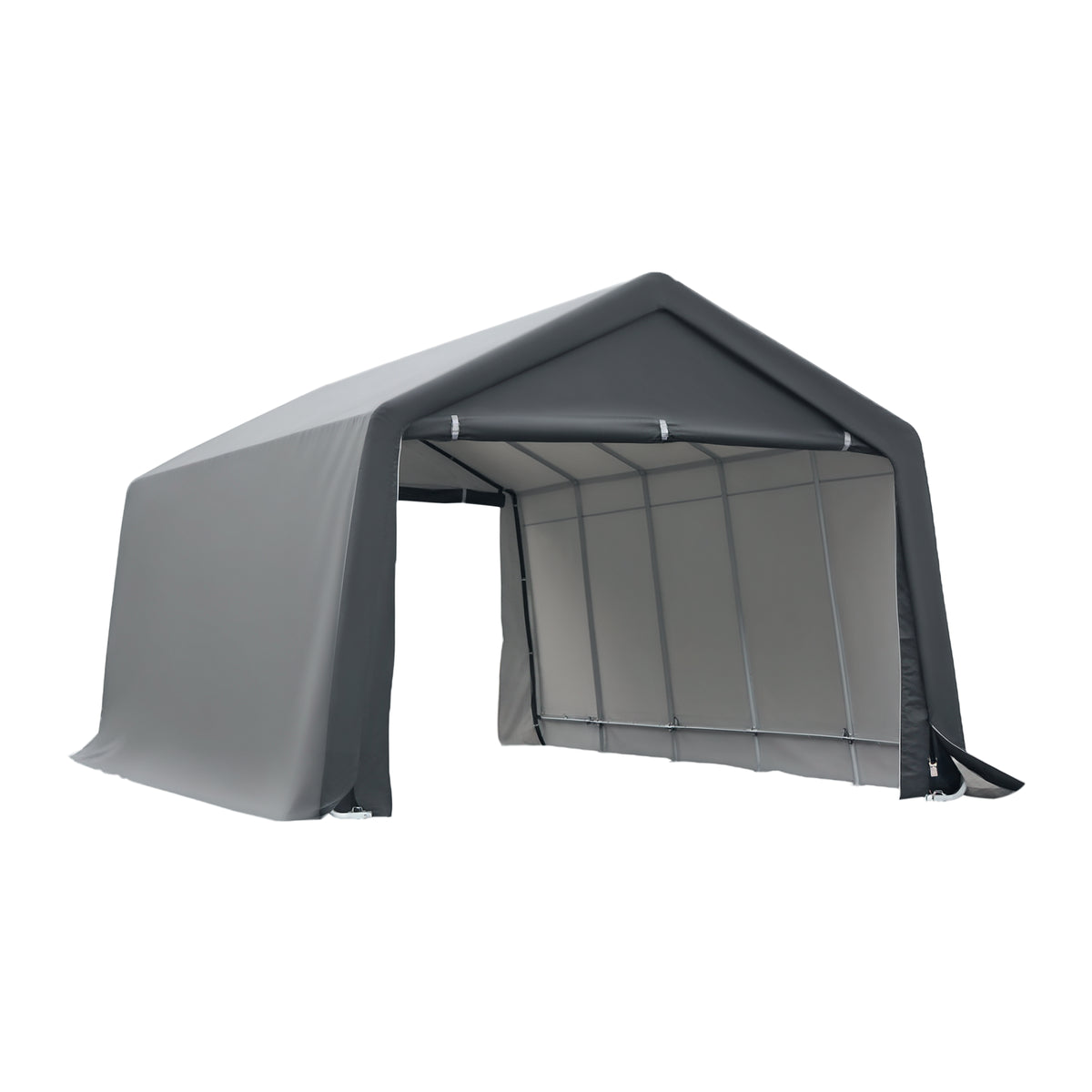 12' x 20' Carport Portable Garage, Heavy Duty Storage Tent, Patio Storage Shelter w/ Anti-UV PE Cover and Double Zipper Doors, for Motorcycle Bike Garden Tools, Gray