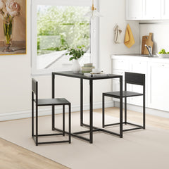 3-Piece Dining Room Set, Industrial Kitchen Table Set with Rectangular Table and 2 Dining Chairs, Black