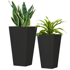 2-Pack Outdoor Planter Set, Flower Pots with Drainage Holes, Durable & Stackable Plant Pot, 22in & 18in, for Porch, Entryway, Patio, Yard, Garden, Black