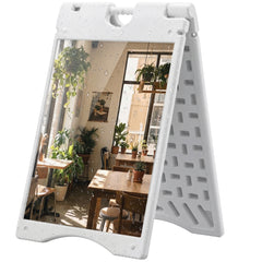 A Frame Sandwich Board Signs Outdoor 22" x 28" Sidewalk Sign with Weighted Tank & Weatherproof Design, White