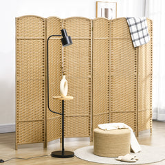 Folding Room Divider Screen 6 Panel 5.6 ' Tall Privacy Screen Freestanding Room Partition for Home Office, Nature Wood