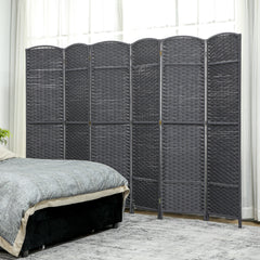 Folding Room Divider Screen 6 Panel 5.6' Tall Privacy Screen Freestanding Room Partition for Home Office, Charcoal Gray