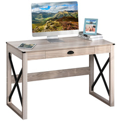 44 inch Home Office Computer Desk, Rustic Writing Desk, Farmhouse Workstation with Storage Drawer, X-Frame
