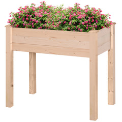 34'' Raised Garden Bed, Elevated Wooden Planter Box DIY Paint with Holes for Vegetables, Herb and Flowers Backyard Use
