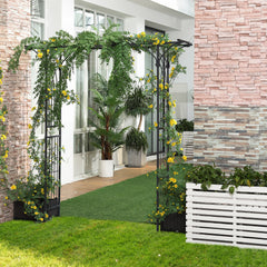 82'' Decorative Metal Garden Trellis Arch with Durable Steel Tubing & Elegant Scrollwork, Perfect for Weddings