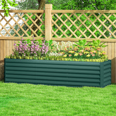 8x2x2ft Galvanized Raised Garden Bed Kit with Safety Edging for Flowers, Herbs and Vegetables, Green