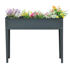 Metal Raised Garden Bed, Elevated Planter Box with Legs and Drain Holes, 39" x 12" x 32", Dark Gray