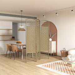 3 Panel Folding Room Divider Portable Privacy Screen Wave Fiber Room Partition for Home Office Natural