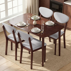5-Piece Dining Table Set for 4, Mid-Century Modern Kitchen Table and Chairs, Light Gray