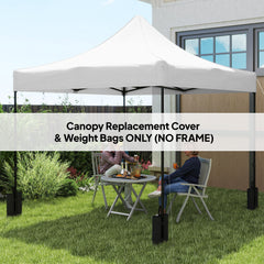 10' x 10' Replacement Canopy Top for Pop Up Canopy Tent with 4 Sand Bags, UPF50+ Protection, White