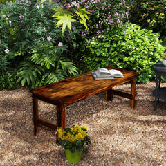 2-Seat Wood Garden Bench, Patio Bench Outdoor Bench with Slatted Seat, Backless Front Porch Bench for Park, Garden, Poolside, Deck, Carbonized