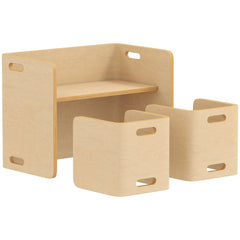 Qaba Kids Table and Chair Set, Height Adjustable Toddler Table and Chair Set for Kids Ages 3-8, Play, Learning, Natural