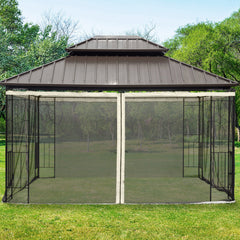 Replacement Mesh Sidewall Netting for 10' x 13' Gazebos and Canopy Tents with Zippers, (Sidewall Only) Cream