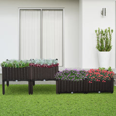 4 Piece Raised Garden Bed with Legs, Planter Box Raised Bed to Grow Flowers, Herbs & Vegetables, Brown