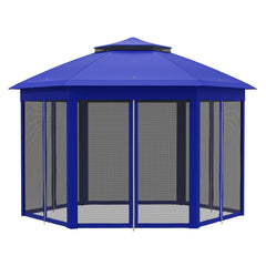 13' x 13' Pop Up Gazebo Hexagonal Canopy Shelter with 6 Zippered Mesh Netting for Patio Backyard Garden Wedding Party